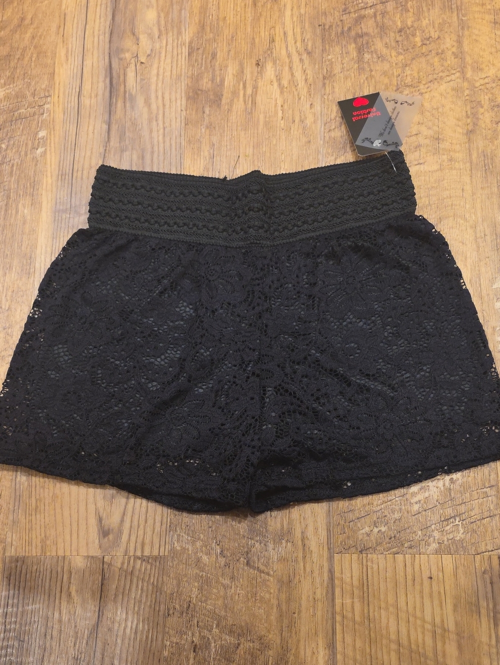 Black Lace Women’s Shorts with Crochet Waistband